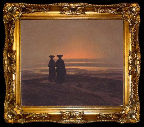 framed  Caspar David Friedrich Two Men at Twilight (mk10), ta009-2